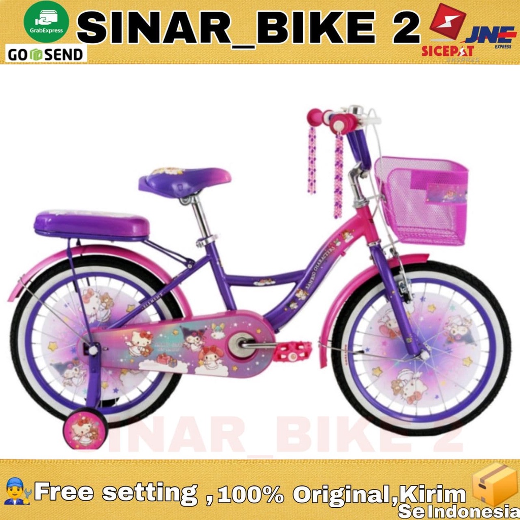 Sepeda Anak Perempuan ELEMENT SANRIO 2.0 Keranjang 12, 16, &amp; 18 Inch