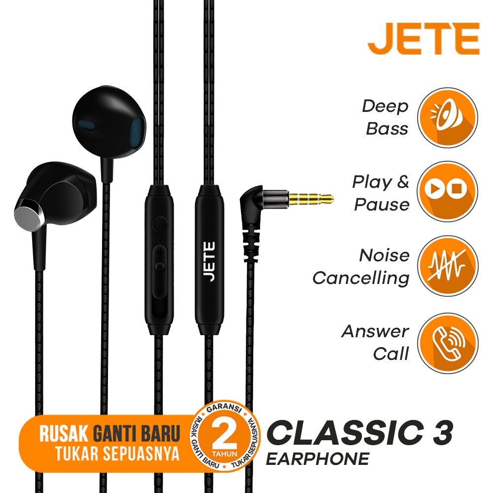 Headset Earphone | Earphone | Handsfree JETE Classic 3  Type L - Garansi Resmi 2 Tahun