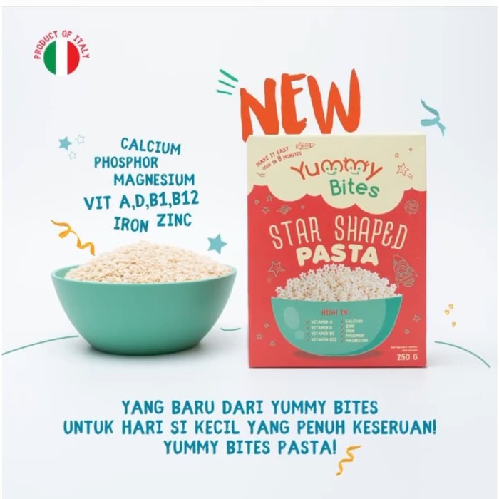 - Yummy Bites Star Shaped Pasta Untuk MPASI Anak 6m+ 250gr