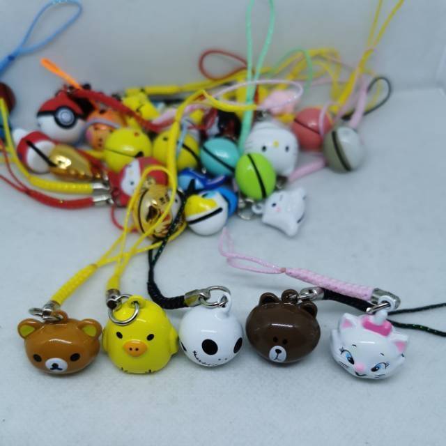 gantungan hp lonceng kecil jingle bells karakter keychain keyring mobile phone straps pendant