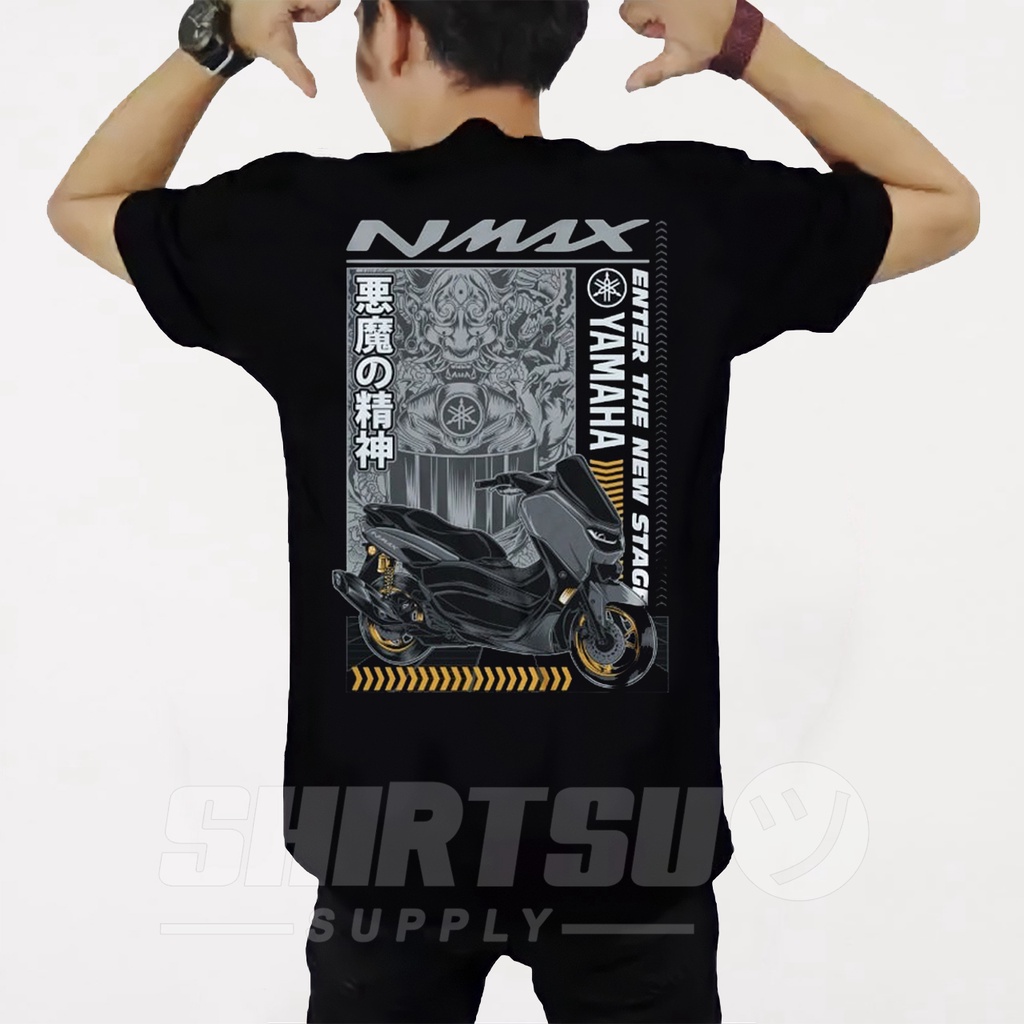 Baju Kaos Oblong Clothing Pria Distro Gambar Belakang Sablon Digital Motif Motor Yamaha Gank Nmax Ne