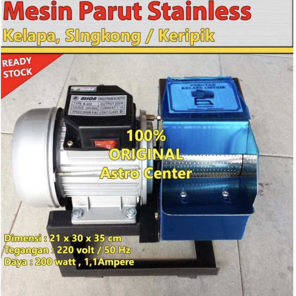 Mesin Parut Kelapa Singkong Keripik Parutan Stainless 200 watt 220Volt