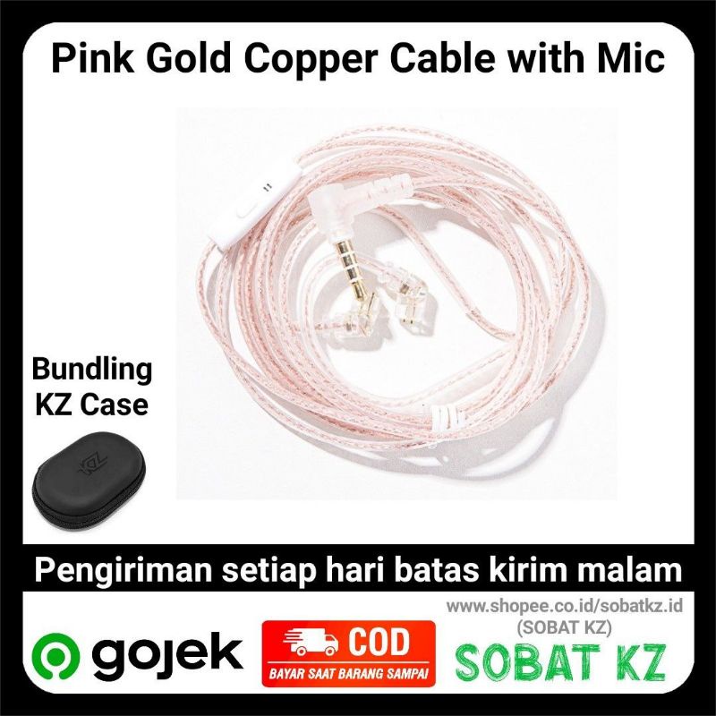Kabel for KZ Earphone Kabel KZ Copper Jcally PJ2 Copper Dark Pink Gold Kabel Upgrade Cable wire 5N O