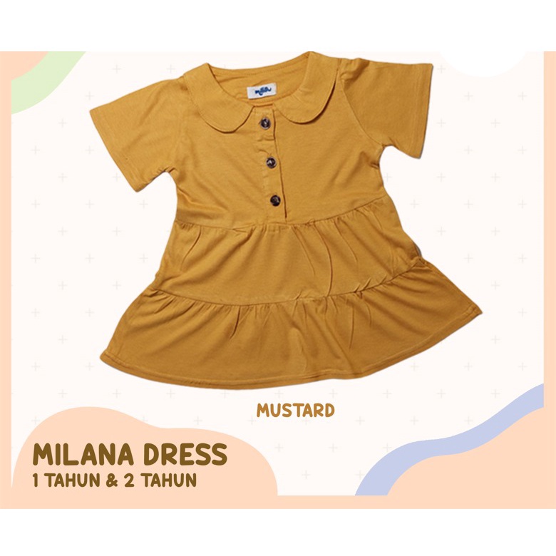 Milana Dress Korea Anak Perempuan 1 - 2 Tahun Bahan Katun Premium Dres Casual Anak