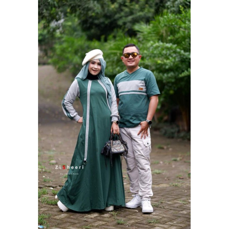 ZISHEERI Couple Adiba Gamis Sporty Hijau