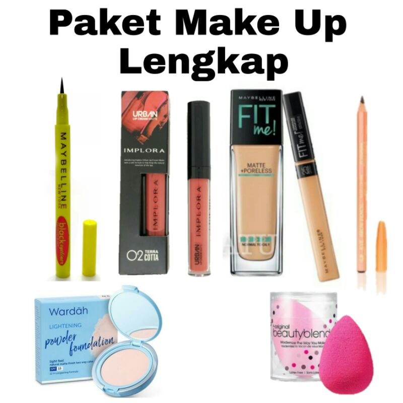 Paket Make Up Implora Lengkap Murah Set - 6 In 1 - Paket Kosmetik Wardah Murah - Paket Kosmetik Mayb