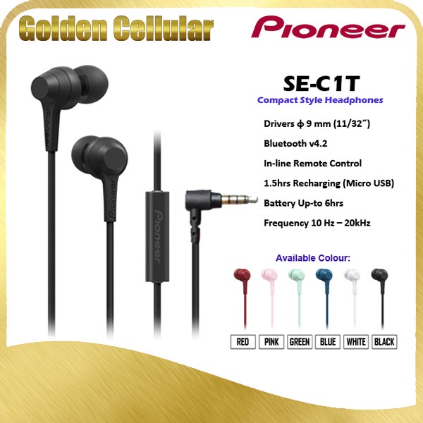 Pioneer SE-C1T / SE C1T /SEC1T In Ear Earphone Headset Garansi Resmi