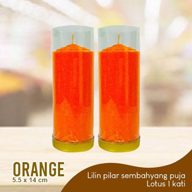 Lilin Lotus Orange Serbaguna Pilar 1Kati Sepasang