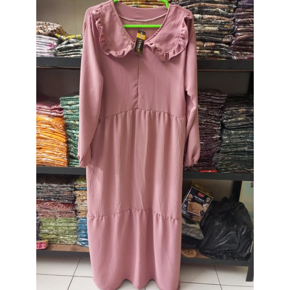 Midi Dress Polos Wanita Kekinian Crinkle Airflow Premium