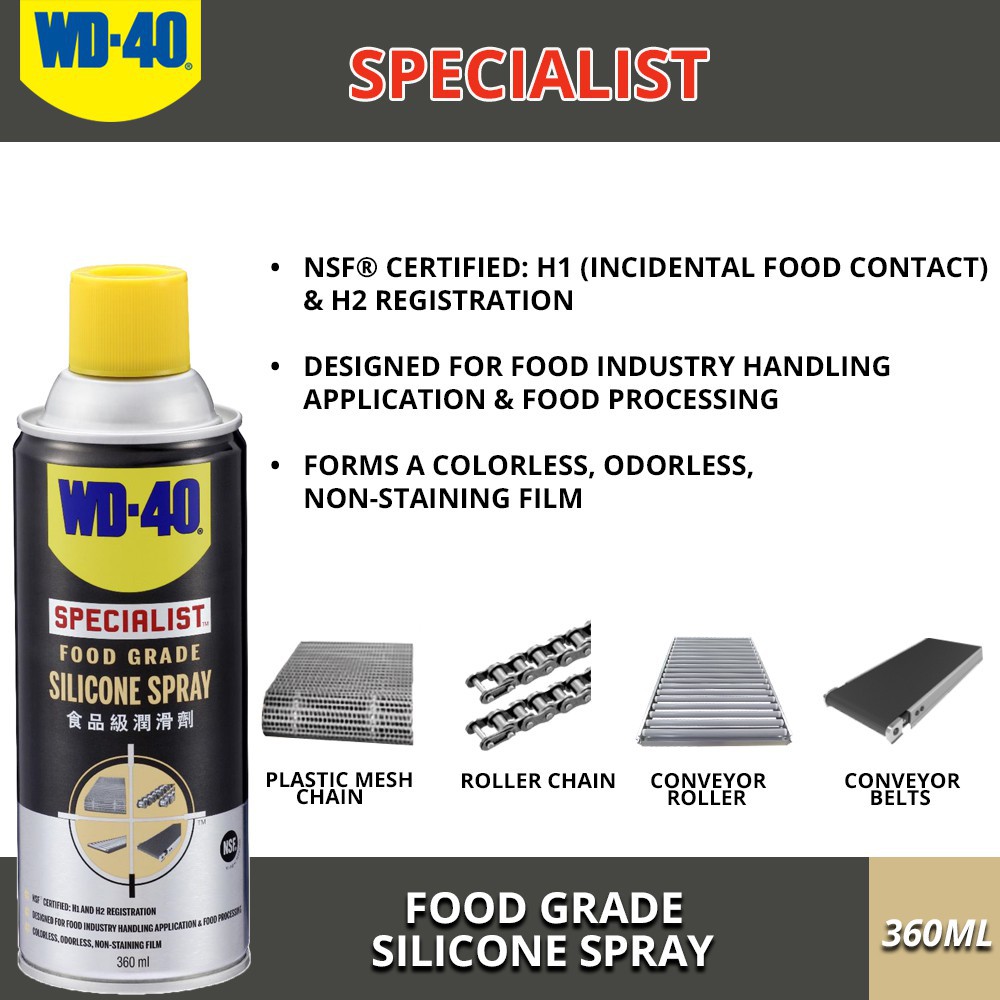 WD40 Food Grade Silicone 360ml WD 40 Food Grade Silicone Spray 360 ml