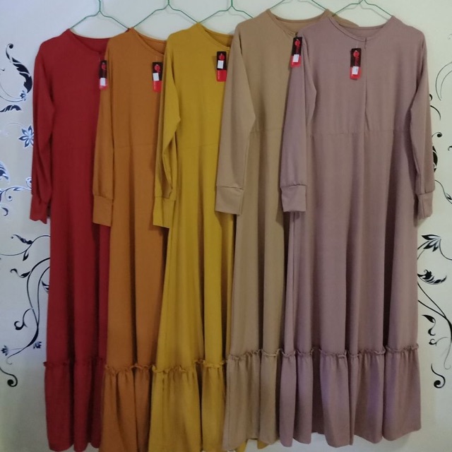 Gamis jersey rempel bawah (aura)