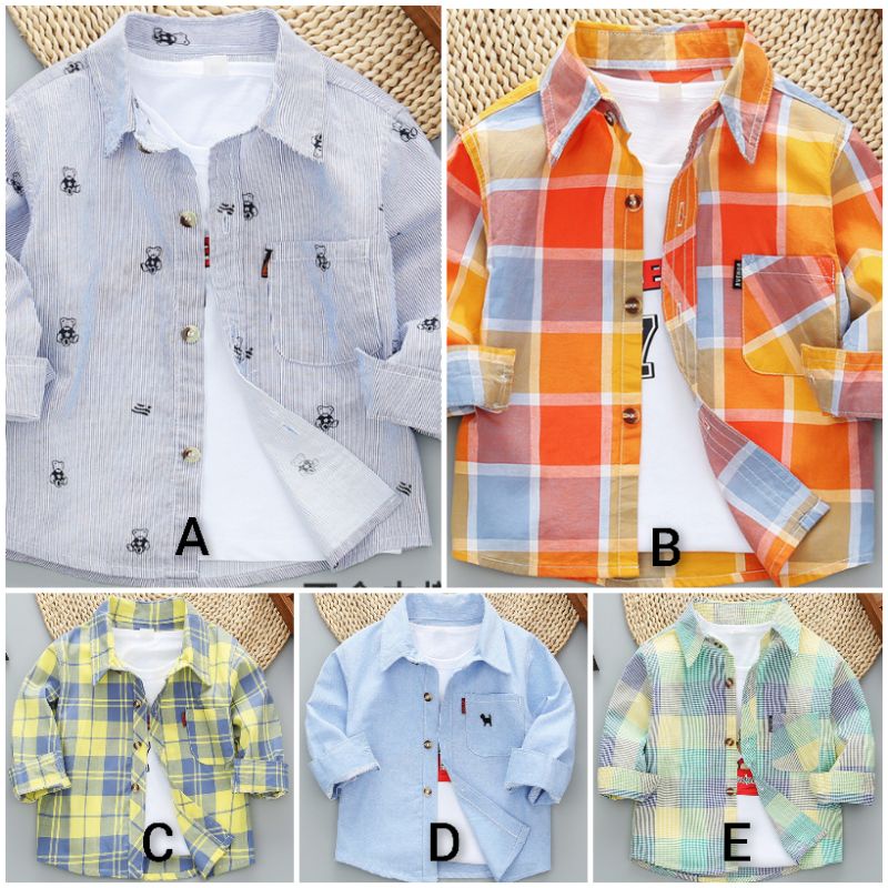 Colour Pattern Boy Long/ Kemeja Anak Laki-laki