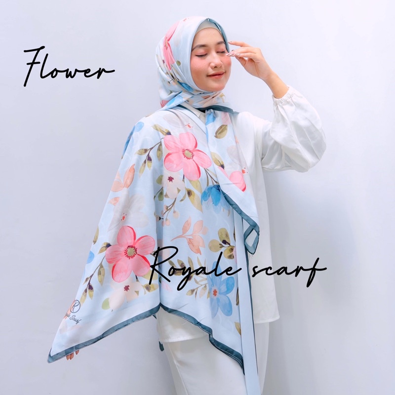 Flower pasmina segi empat bahan voal