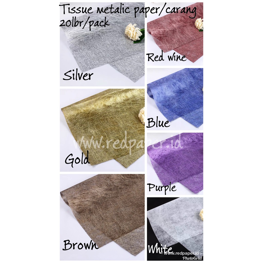 

(20lembar) Kertas Bunga Buket / Tissue Metallic Paper Carang Serat Wrapping Paper Cellophane