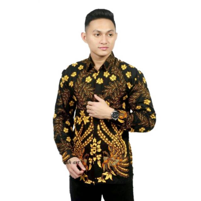 Baju Batik Pria RisnaBatikHRB026 Kemeja Pria lengan panjang Pendek
