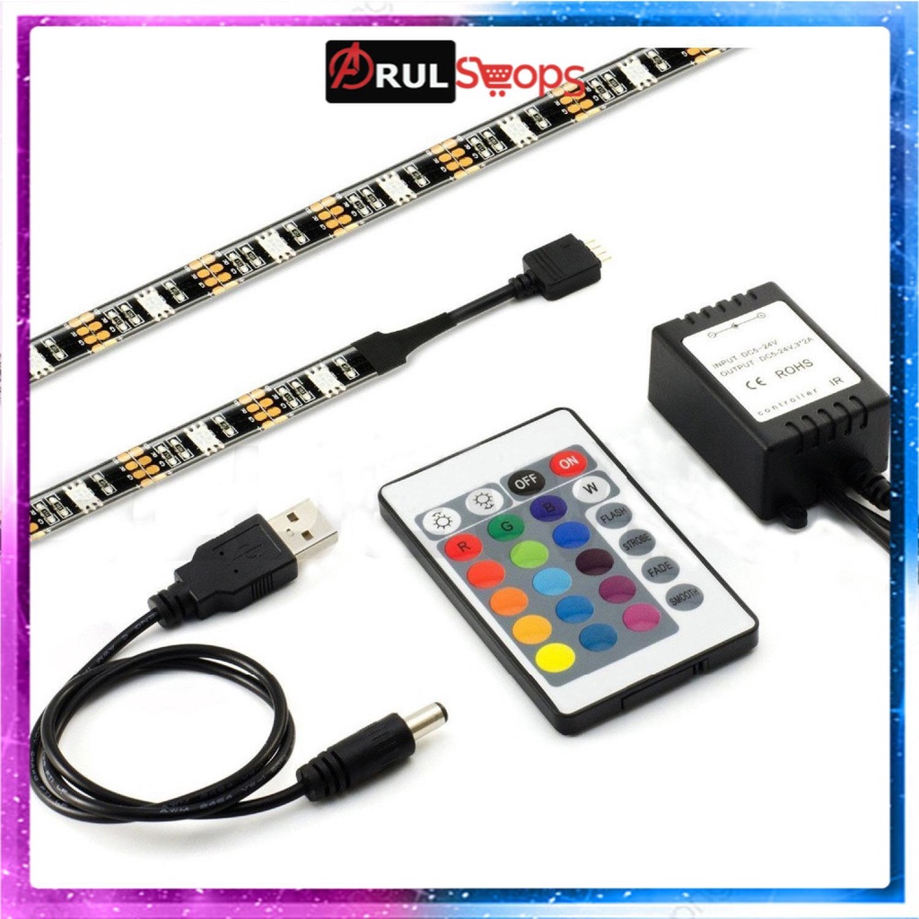 Genssi LED Strip RGB 5050 50cm 2PCS dengan 5V USB &amp; Remote Control