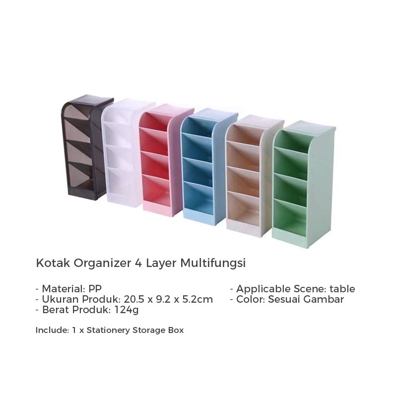 BRGUNIK Kotak Organizer 4 Layer Multifungsi untuk Alat Tulis Rumah / Kantor R508