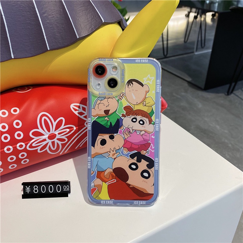 Cartoon crayon Shin-Chan Angel eyes phone case iphone13 12 11 pro max x xs xr xmax 7/8 plus transparent straight edge iphone casing