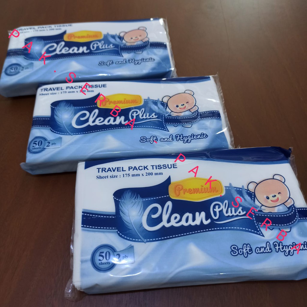 Clean Plus Travel Pack Tissue Premium 50 sheets Soft &amp; Hygienic / Tisu