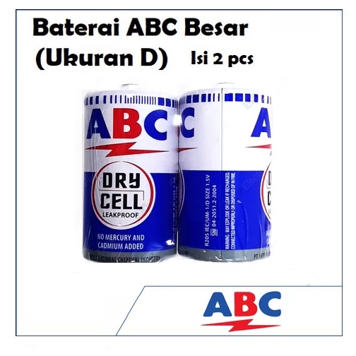 Baterai ABC Size D Biru R20 Battery Ukuran Besar 1.5V (1 Set Isi 2 Pcs) R-20 Batre Senter Radio Pompa baby Monitor