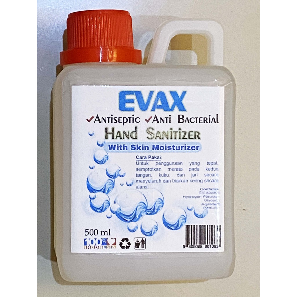 Hand Sanitizer EVAX 500 ml cairan Anti septic / Anti bakteri / cegah virus plus moisturizer