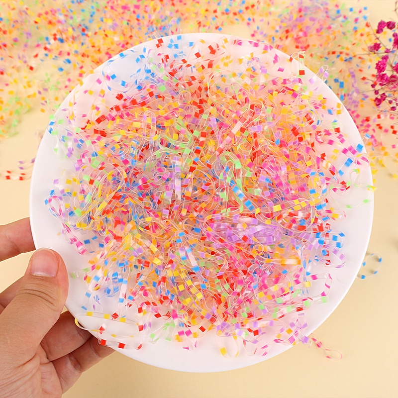 1000pcs Ikat Rambut Elastis Bahan Karet Tebal Warna-Warni Untuk Anak Perempuan