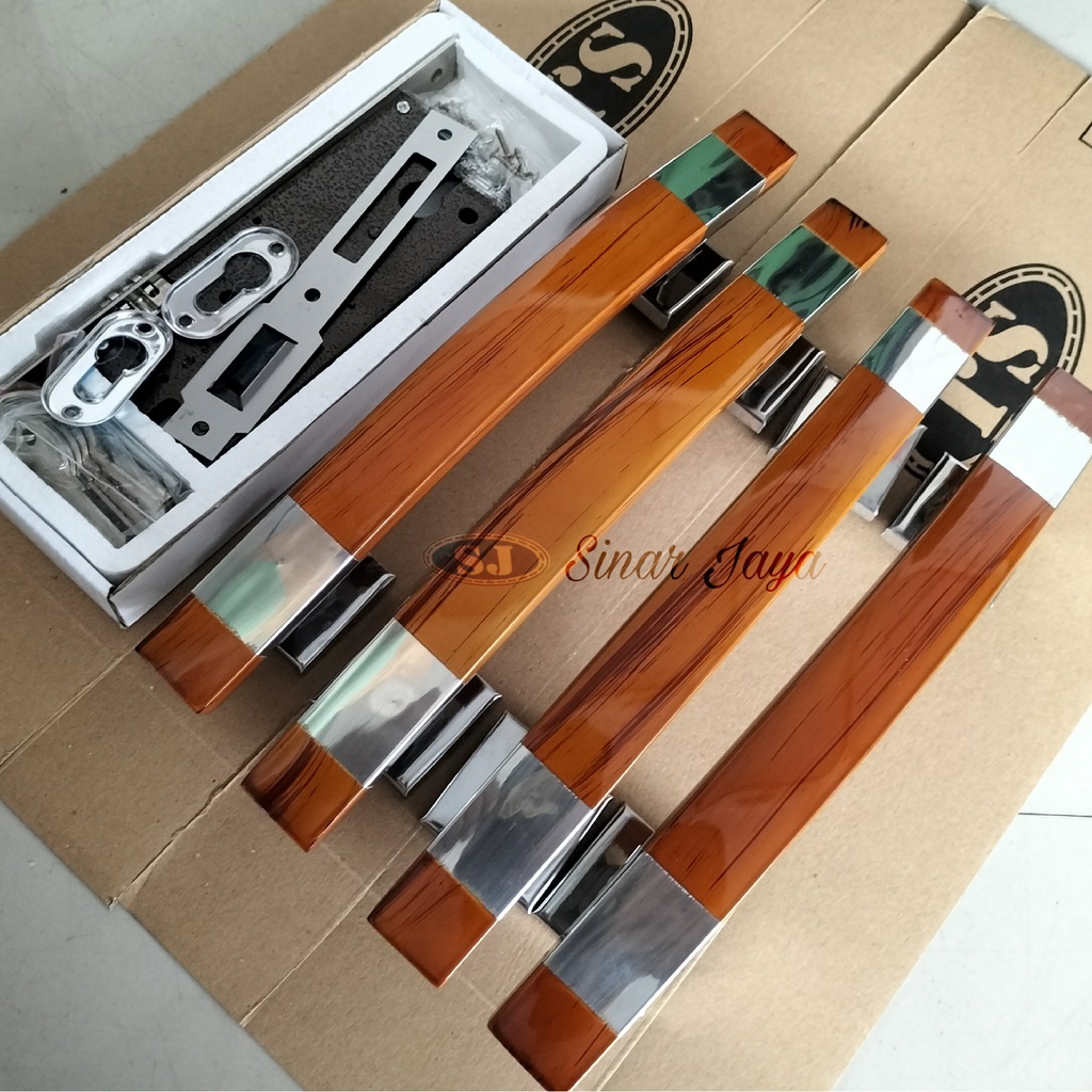 1 satu set handle pintu kunci rumah minimalis gagang tarikan pintu stainless pegangan pintu kuputarung murah