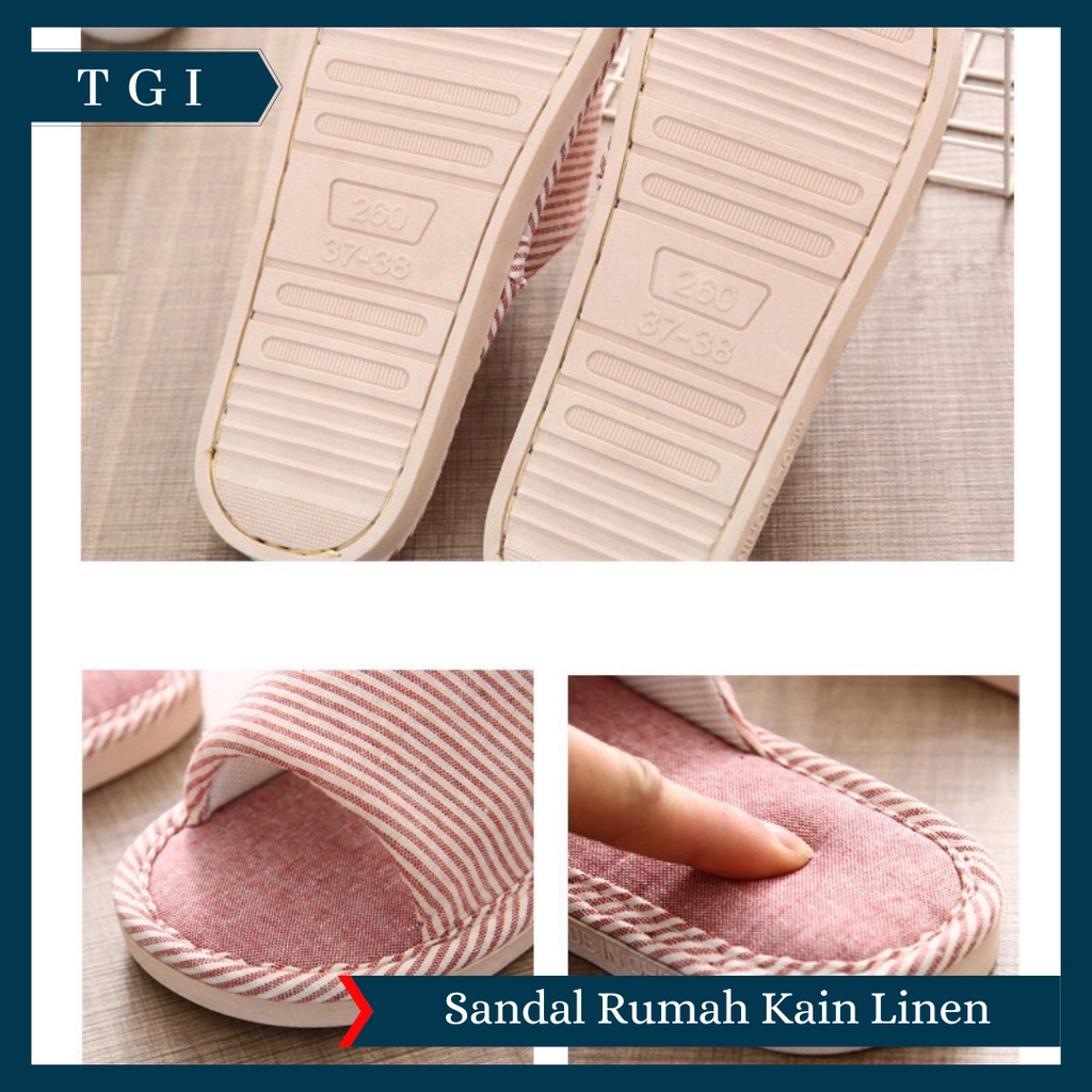 TGI - SANDAL RUMAH EMPUK NYAMAN ELEGAN MODIS / SANDAL KAMAR INDOOR HALUS MOTIF GARIS / SLIPPER SANDAL RUMAH KAIN EMPUK KAMAR TIDUR / SANDAL RUMAH PREMIUM