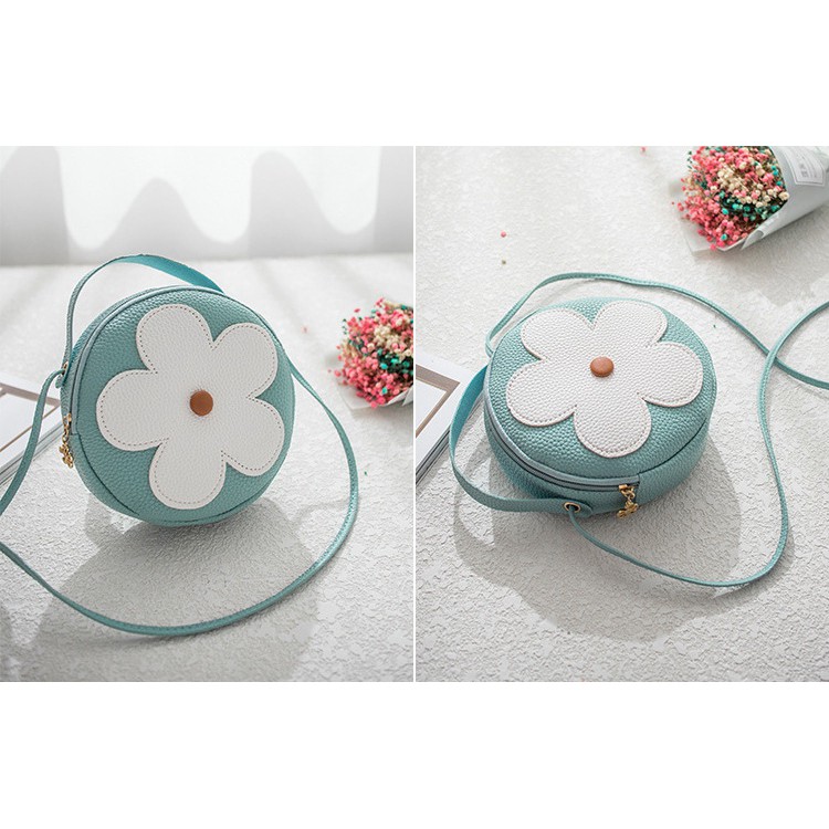 Tas Selempang Import Bulat Bunga Kulit Jeruk Imut Lomenia TAS009