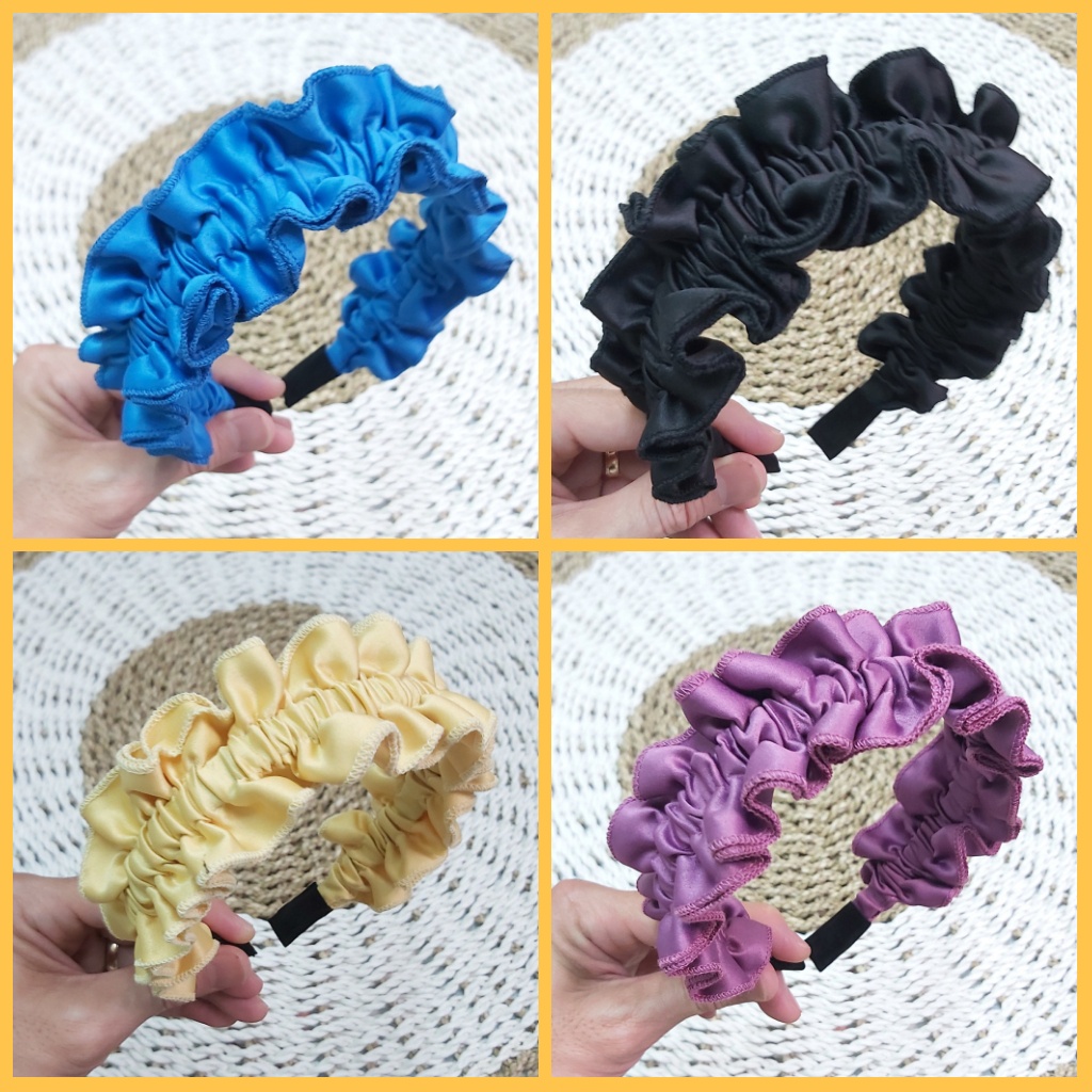 Bando Kerut Korea Nagita 2 Lapis / Headband Scrunchie 2 Layers