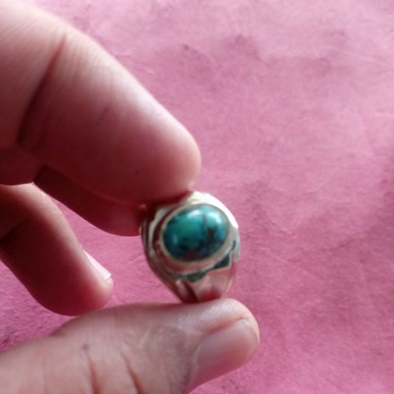 cincin batu akik pirus Persia kecil cantik