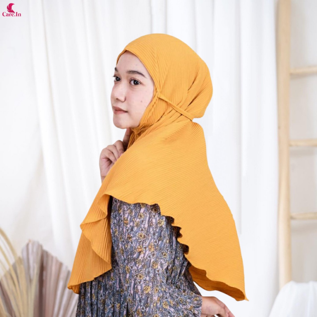 𝗖𝗮𝗿𝗲.𝗶𝗻 Bergo Maryam Instan Tali Full Plisket Lidi Diamond PREMIUM