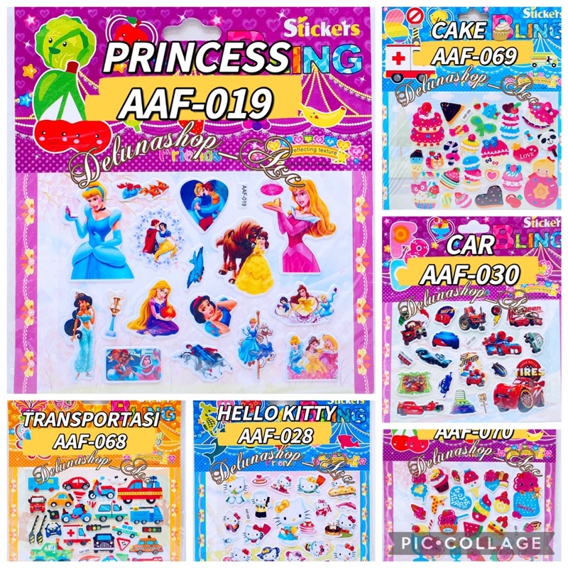 

698S DELUNASHOP STICKER TIMBUL 3D KARAKTER MEWARNAI / STICKER KARAKTER / STICKER ANAK 3D 2IN1 STIKER MURAH