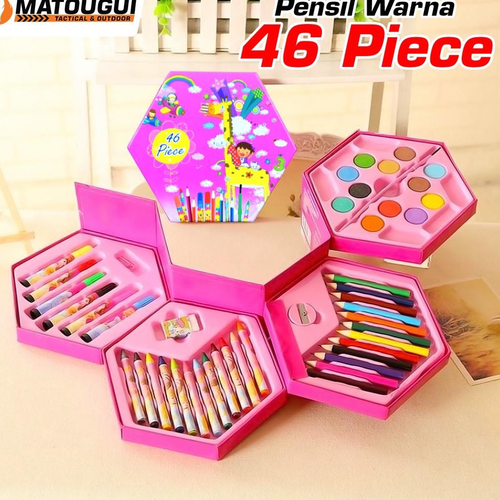 

Sale's termurah Alat Mewarnai 1 Set isi 46 Model Alat Menggambar Cat + Pensil + Spidol dan Crayon Lu