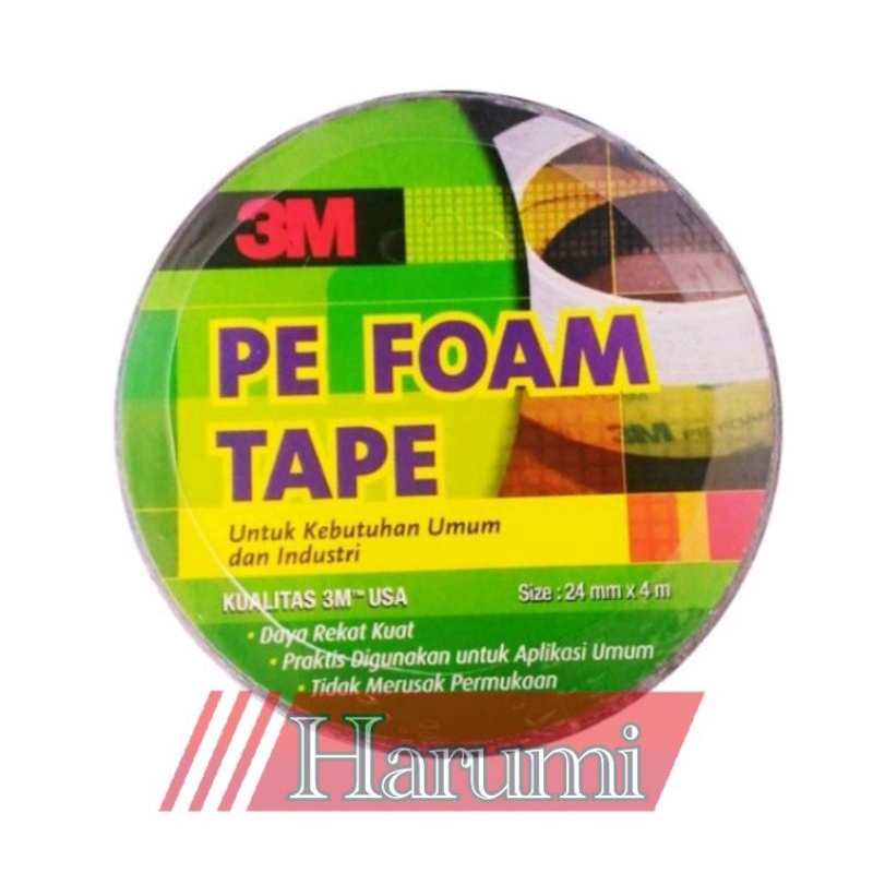 DOUBLE TAPE 3M PE FOAM ORIGINAL lebar 24mm panjang 4meter tebal 1mm