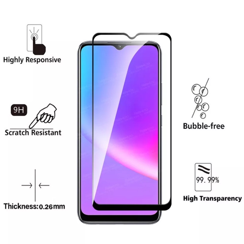 TEMPERED GLASS 9D FULL COVER REALME 2 2 PRO 3 3 PRO 5 5i 5S 5 PRO 6 6i 6 PRO ANTI GORES KACA FULL LEM