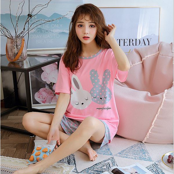 𝐄𝐁𝐒 ✅ PW066 Part 2 Baju Tidur Wanita Nyaman Piyama Lengan Pendek Pakaian Daster Motif Lucu Import