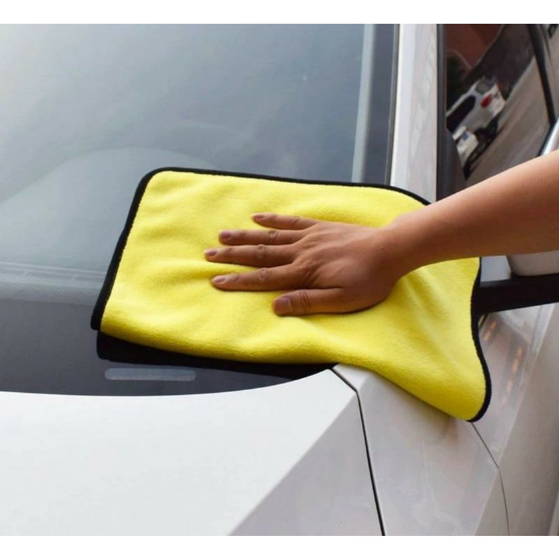 Kain Lap Mobil Microfiber 30x30 Warna kuning Abu Car cloth Universal Serba Bisa-7