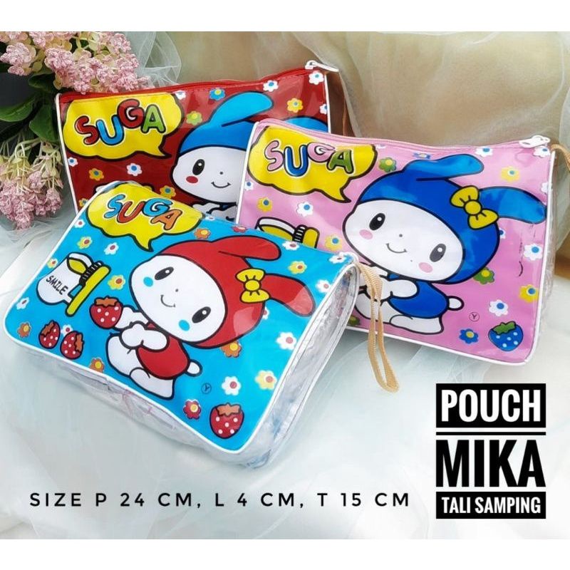 POUCH MIKA TALI SAMPING TEBAL / POUCH KOSMETIK UNIK DAN LUCU