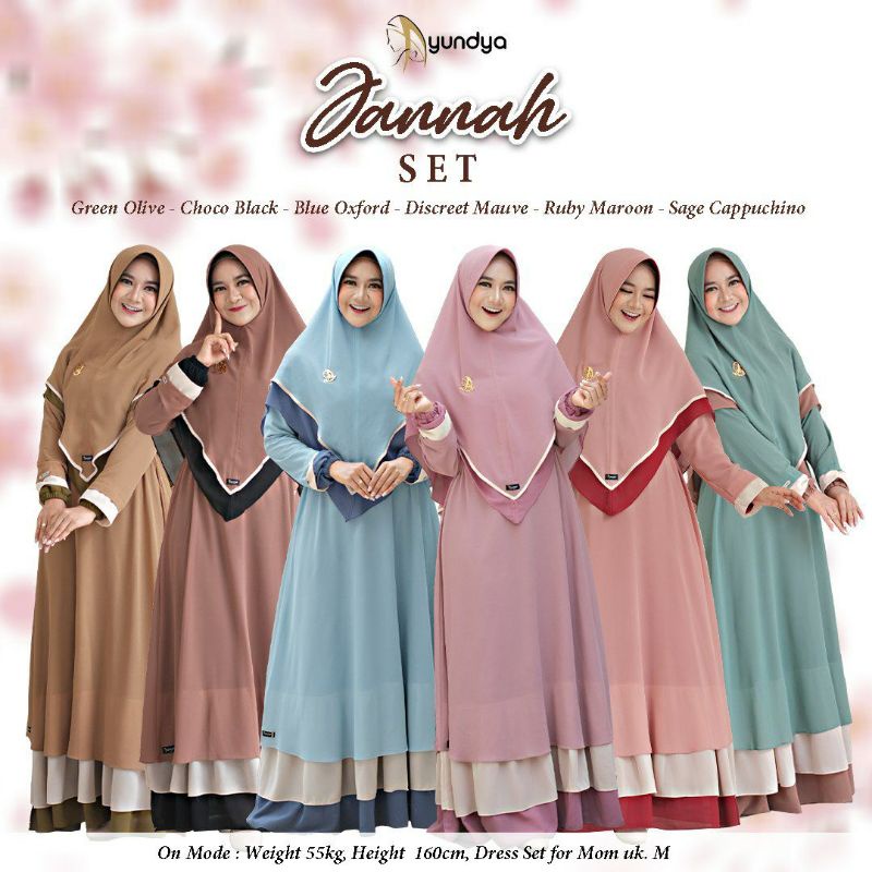 (READY FREE CASHBACK) Gamis Set Khimar Jannatul Firdaus By Ayundya