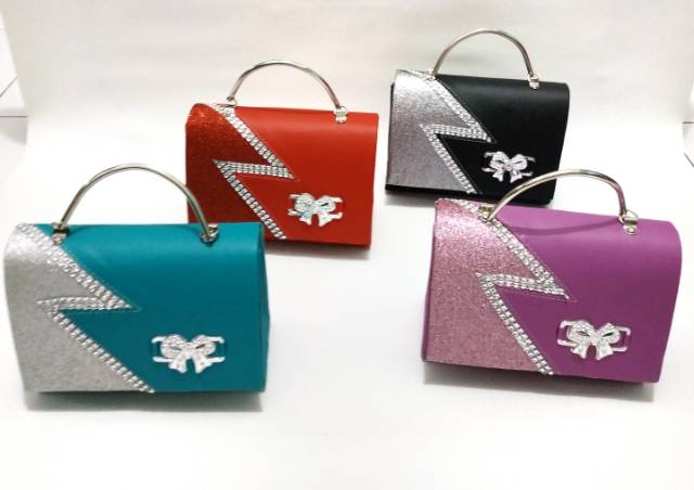 Tas pesta ZASKIA clutch size 18×7×14cm warna red tosca violet pink black gold silver