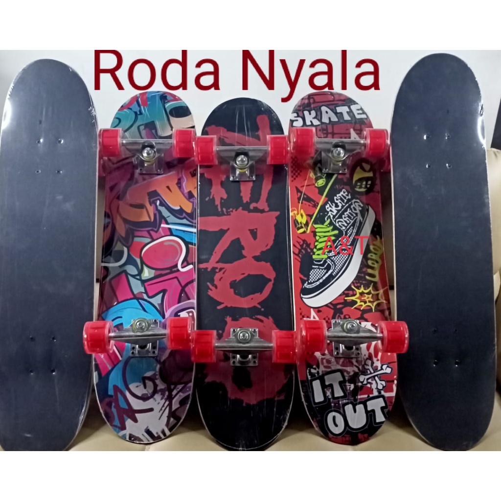 BISA COD PAPAN LUNCUR SKATEBOARD XL FULLSET DEWASA BESAR KAYU SKATE BOARD RODA NYALA