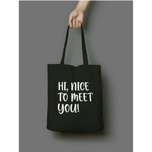 [LOKAL] DOMMO - D1514 (G) TOTEBAG (PAKAI PEREKAT) Tote bag LOGO Tulisan kpop murah wanita custom motif