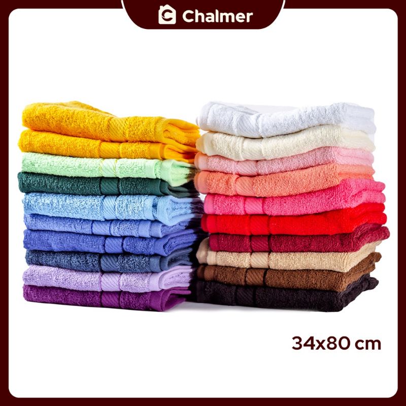 Handuk Sport CHALMER uk 34x80 cm Handuk Salon Handuk Muka Handuk Leher Face Towel Handuk Hotel Towel PREMIUM Putih Abu Brown Biru Navy Coklat Green Grey Hijau Kuning Merah Orange Pink Ungu Putih Purple Red Yellow White