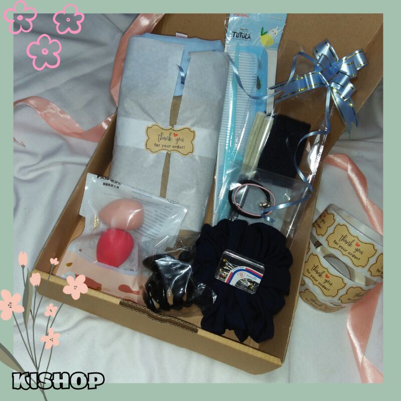 Hampers Kado Hijab Murah Wanita Komplit Hijab Paris + free Gift Hijab Gift Box