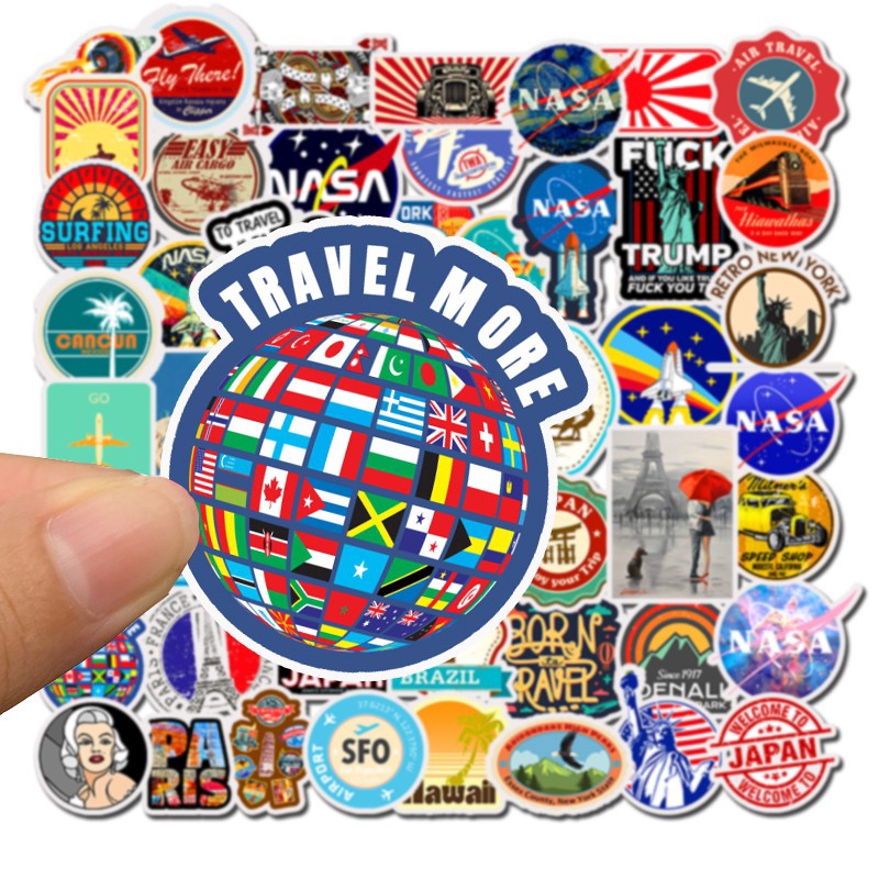 50pcs Retro Style Astronaut Motif Stickers For SnowboardCar carkulkaslaptop