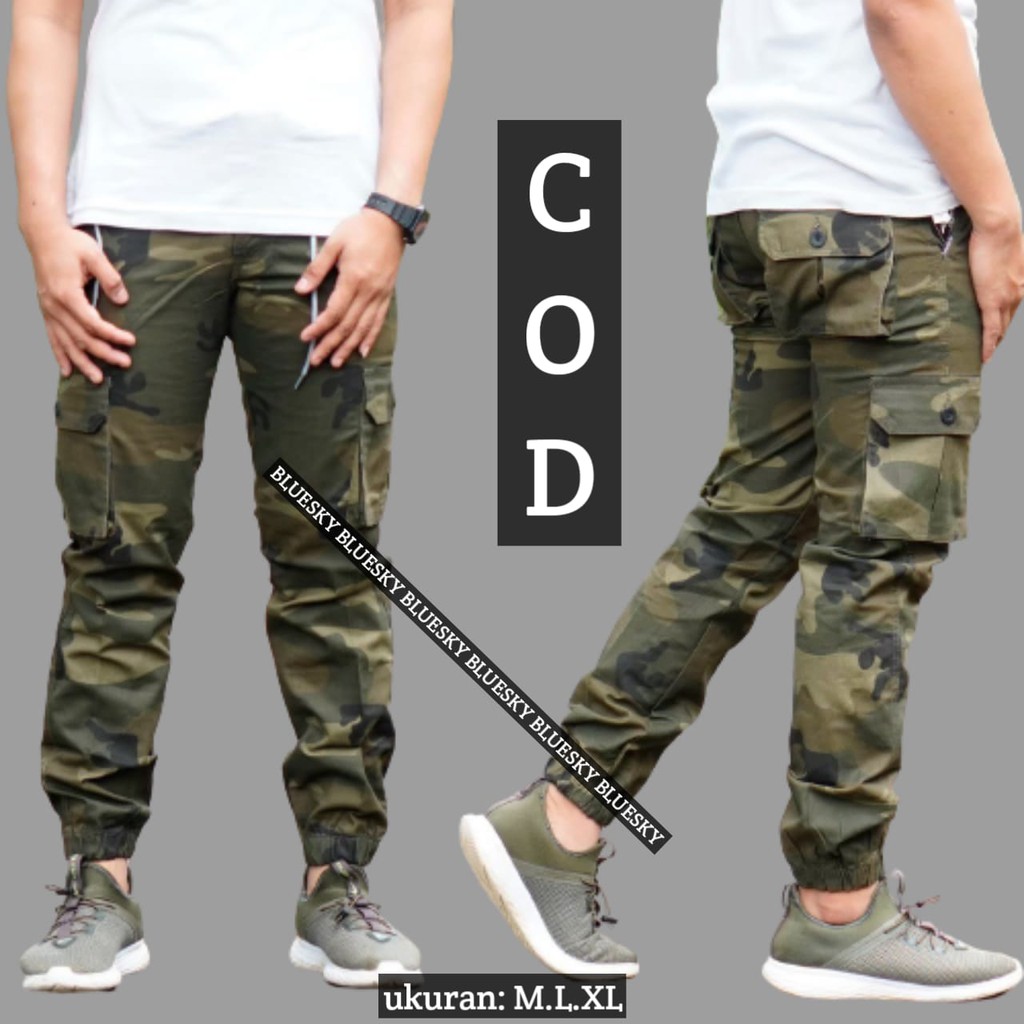 Sz 28 - 34 celana jogger cargo loreng pria joger pants army cowok