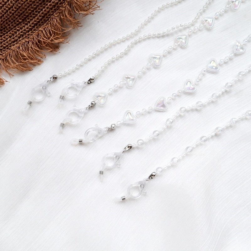 Glasses Chain Anti-lost Mask Chain Transparent Peach Heart Bead Necklace Acrylic Chain Mask Chain Jewelry Accessories