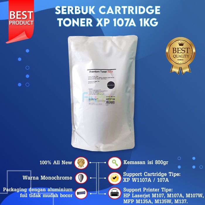 Serbuk Toner Cartridge HP 107A W1107A Bubuk Toner 1kg Printer M107A