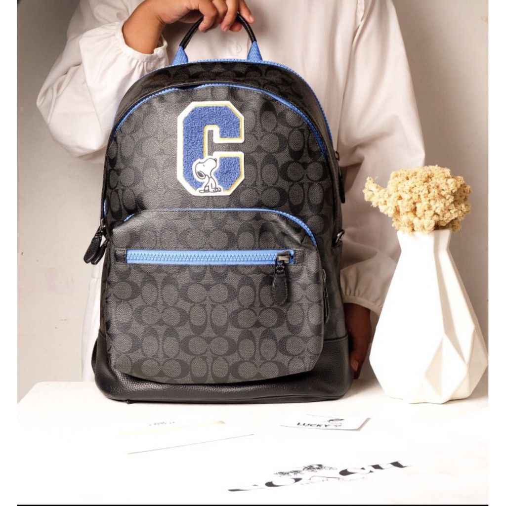 Coach X Peanuts West Backpack In Signature Canvas With Snoopy - ORI